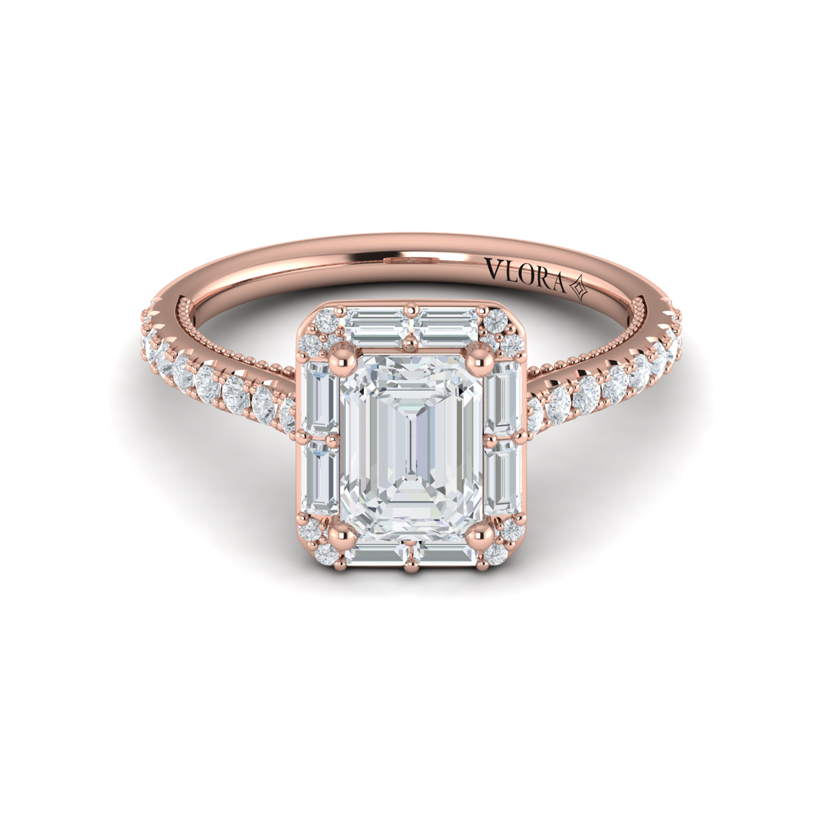 Vlora Halo, Modern Vintage Engagement Ring
