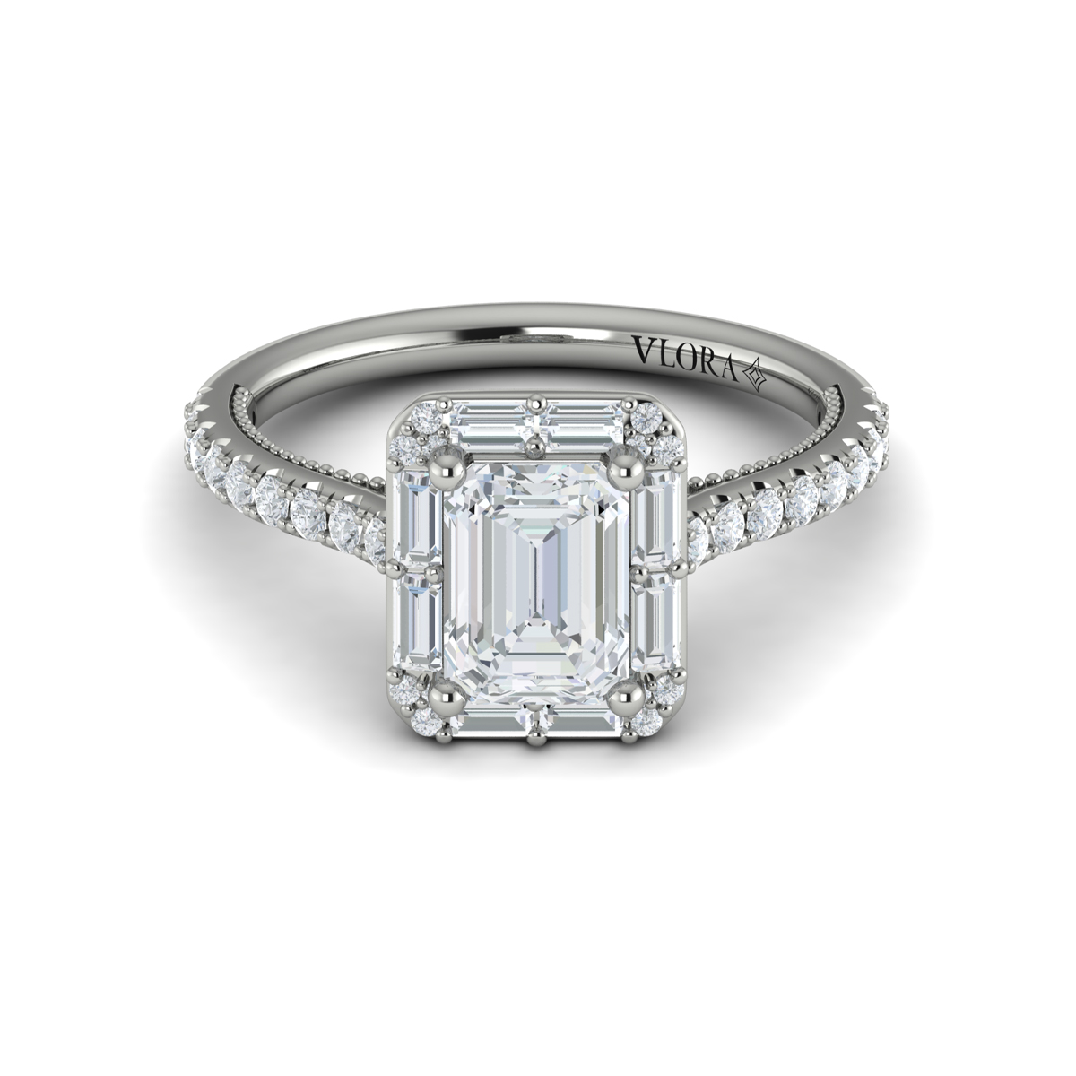 Vlora Halo, Modern Vintage Engagement Ring