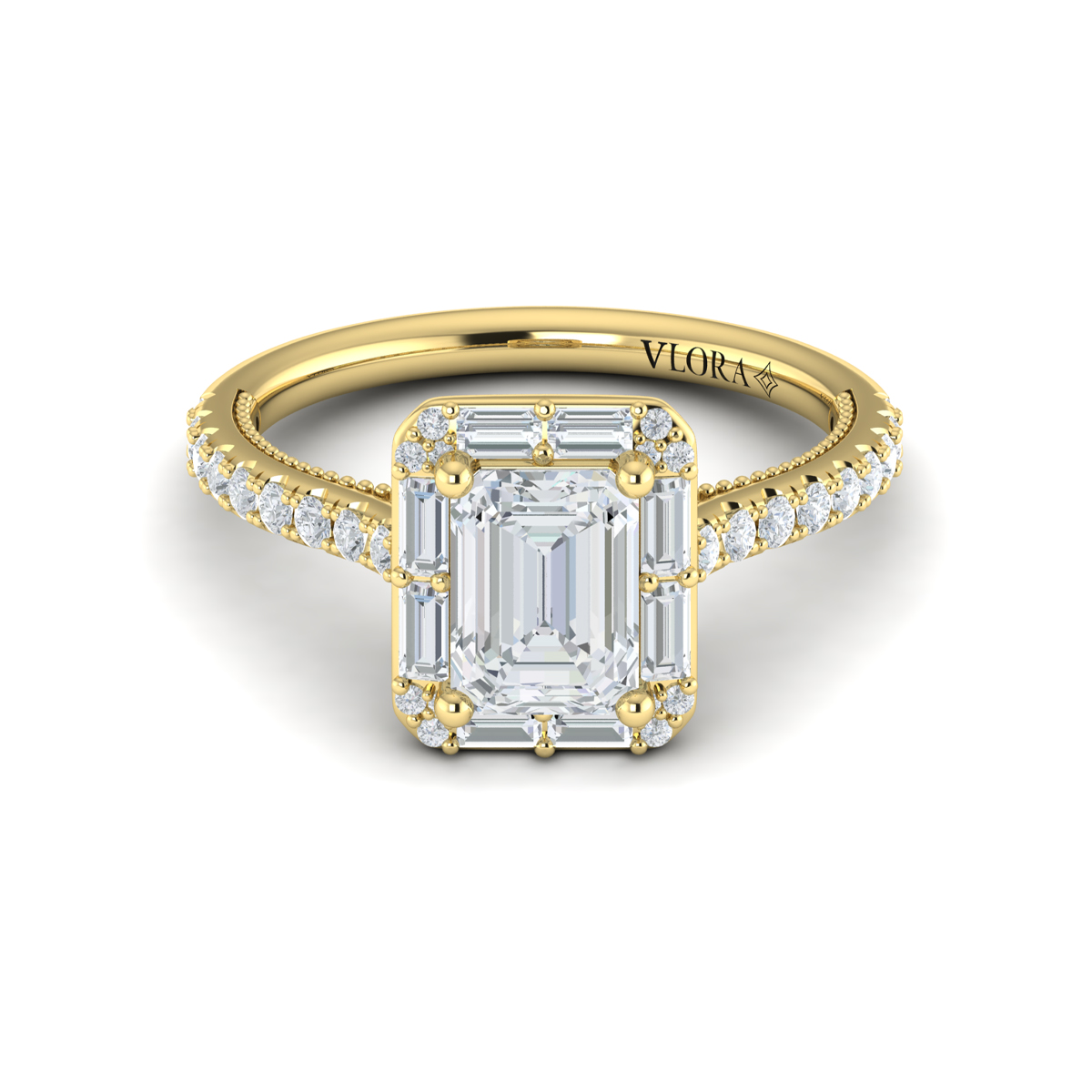 Vlora Halo, Modern Vintage Engagement Ring