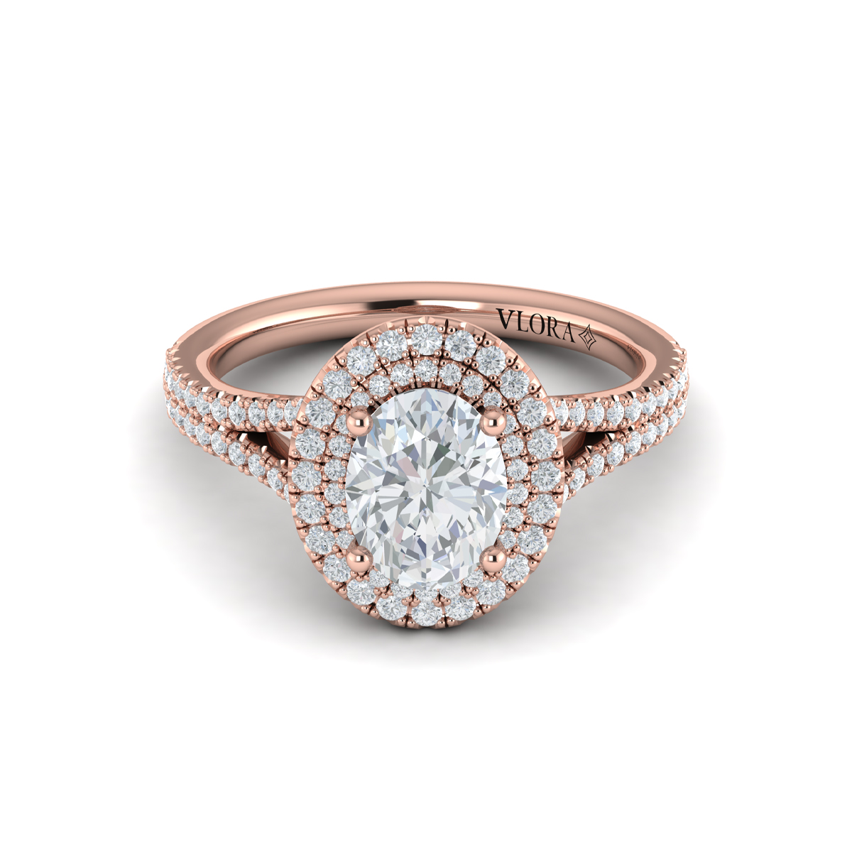Vlora Halo, Split Shank Engagement Ring