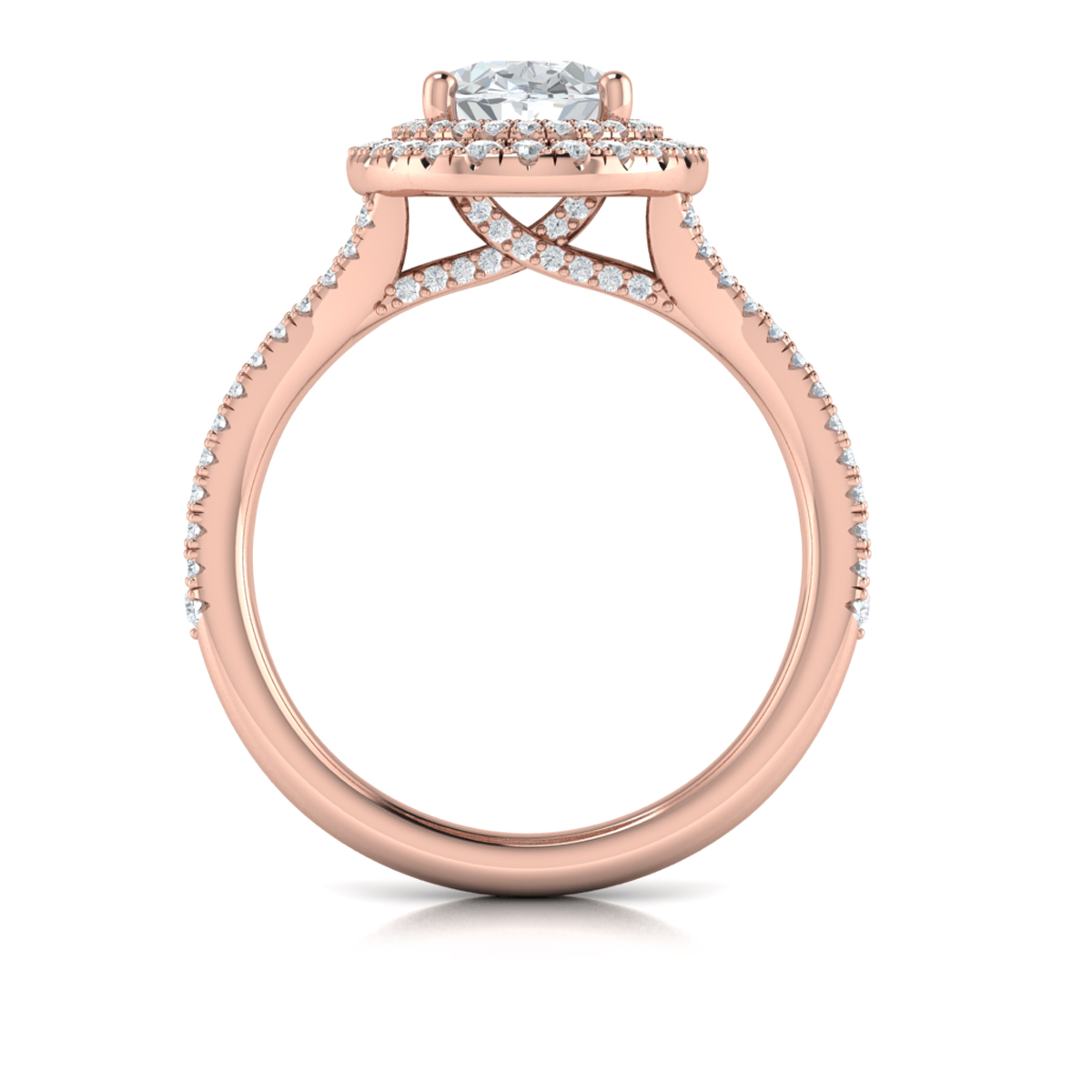 Vlora Halo, Split Shank Engagement Ring