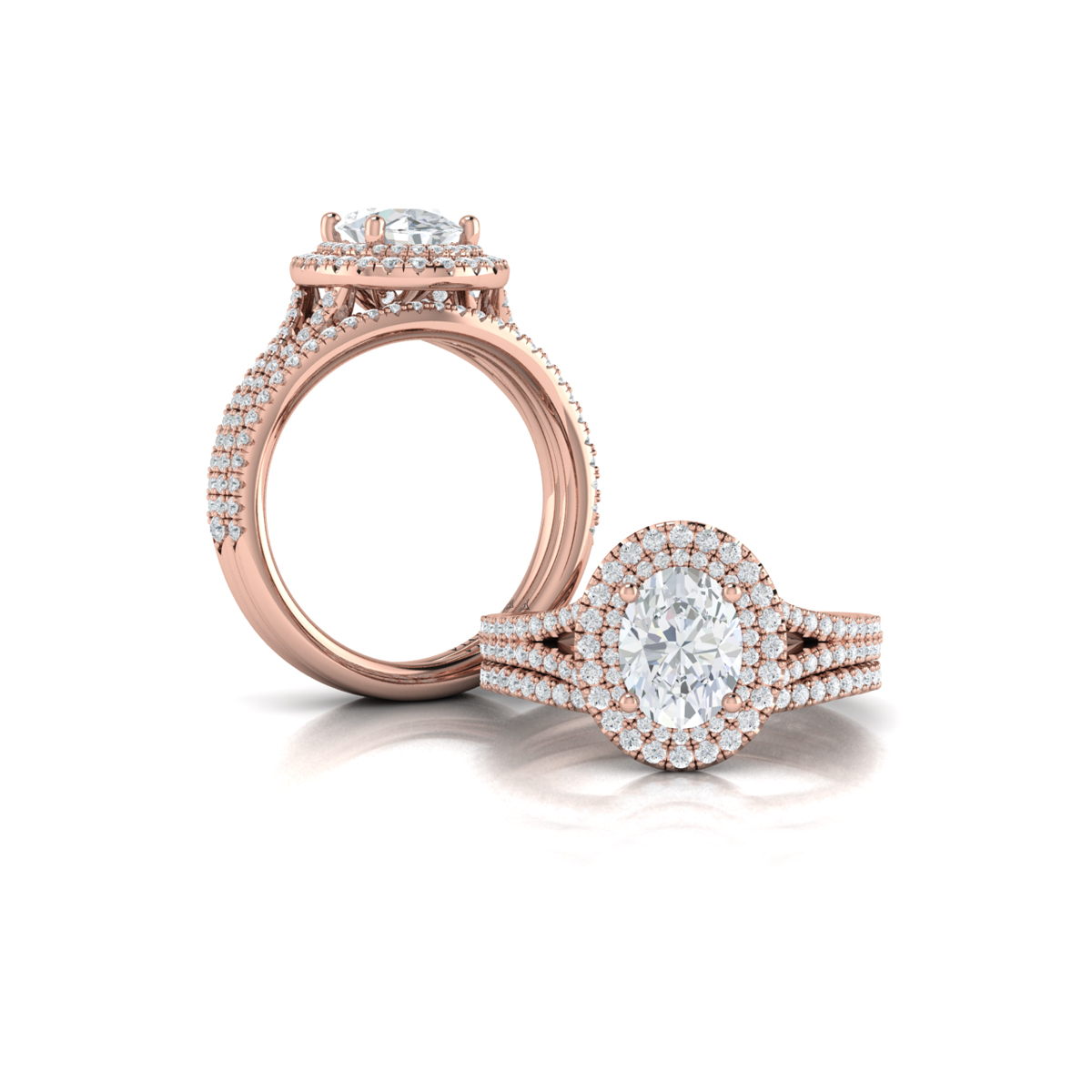 Vlora Halo, Split Shank Engagement Ring