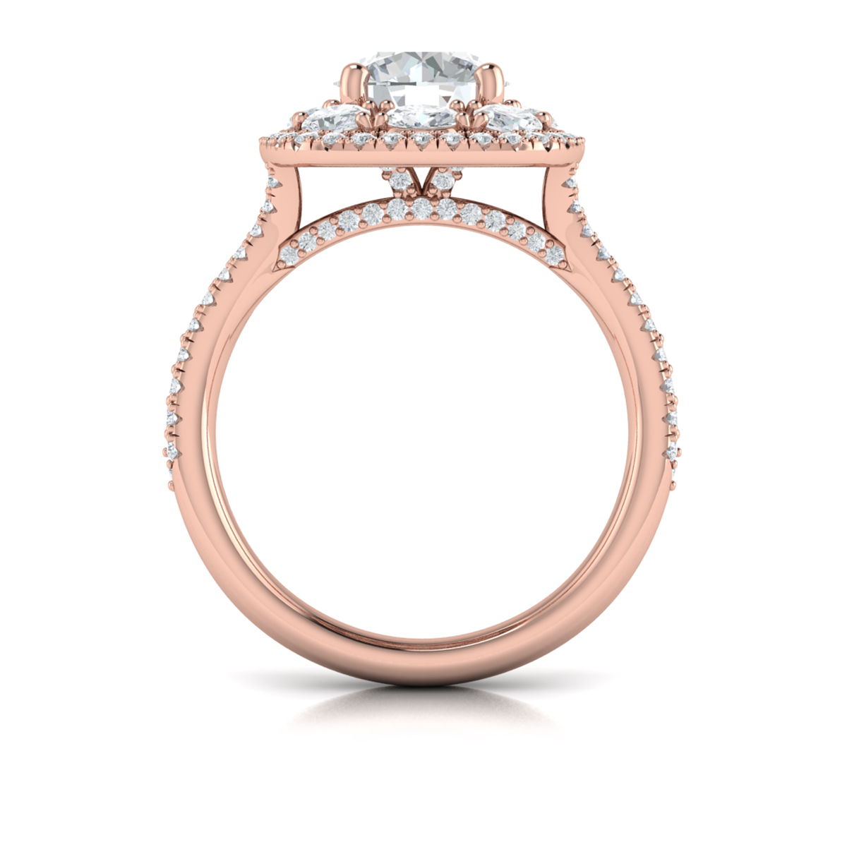 Vlora Halo, Split Shank Engagement Ring