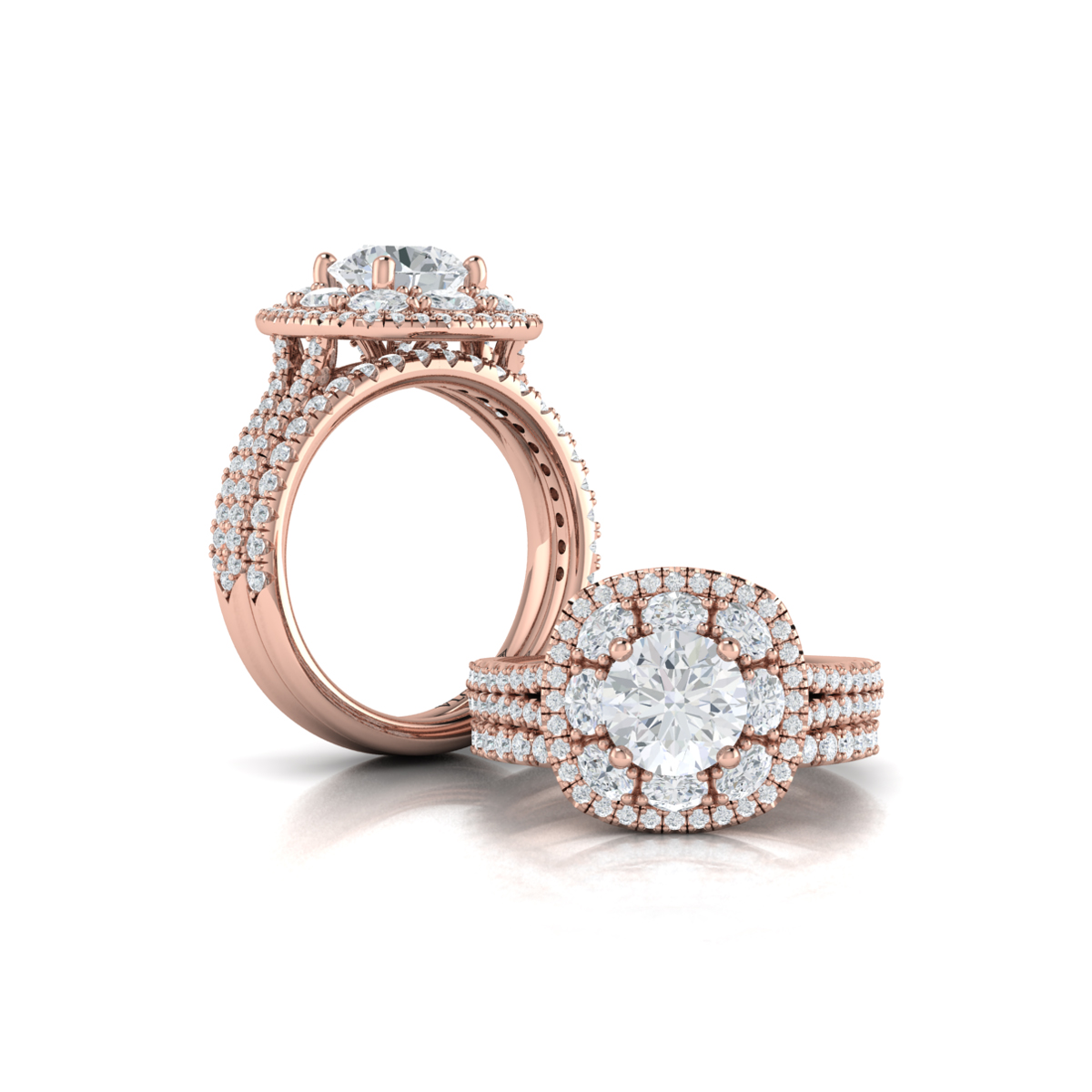 Vlora Halo, Split Shank Engagement Ring