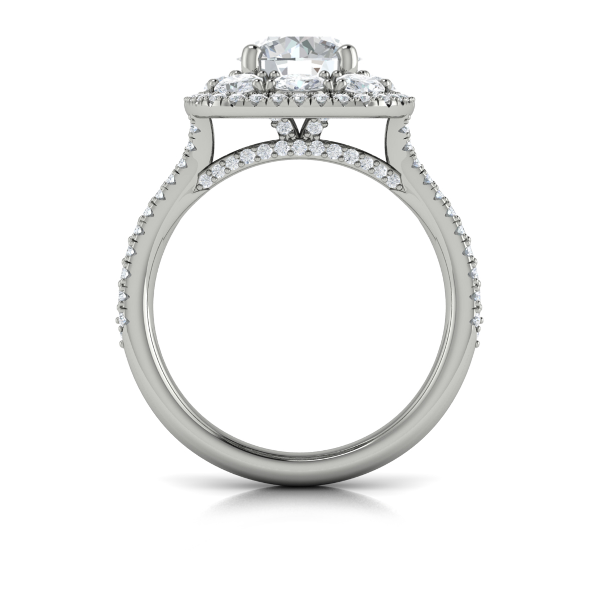 Vlora Halo, Split Shank Engagement Ring
