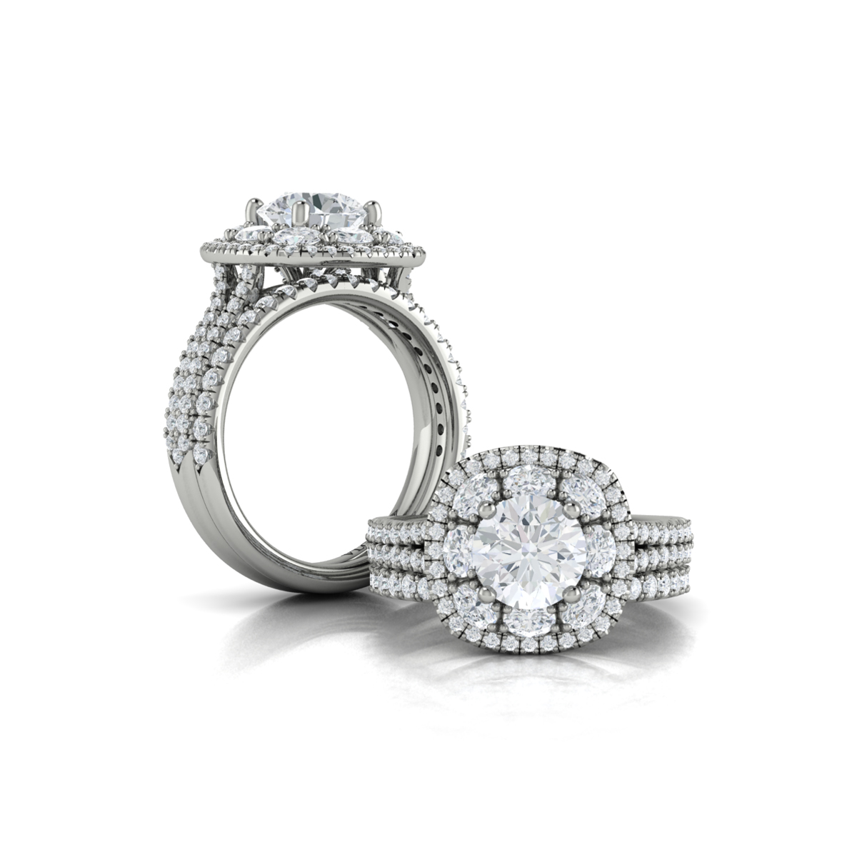 Vlora Halo, Split Shank Engagement Ring
