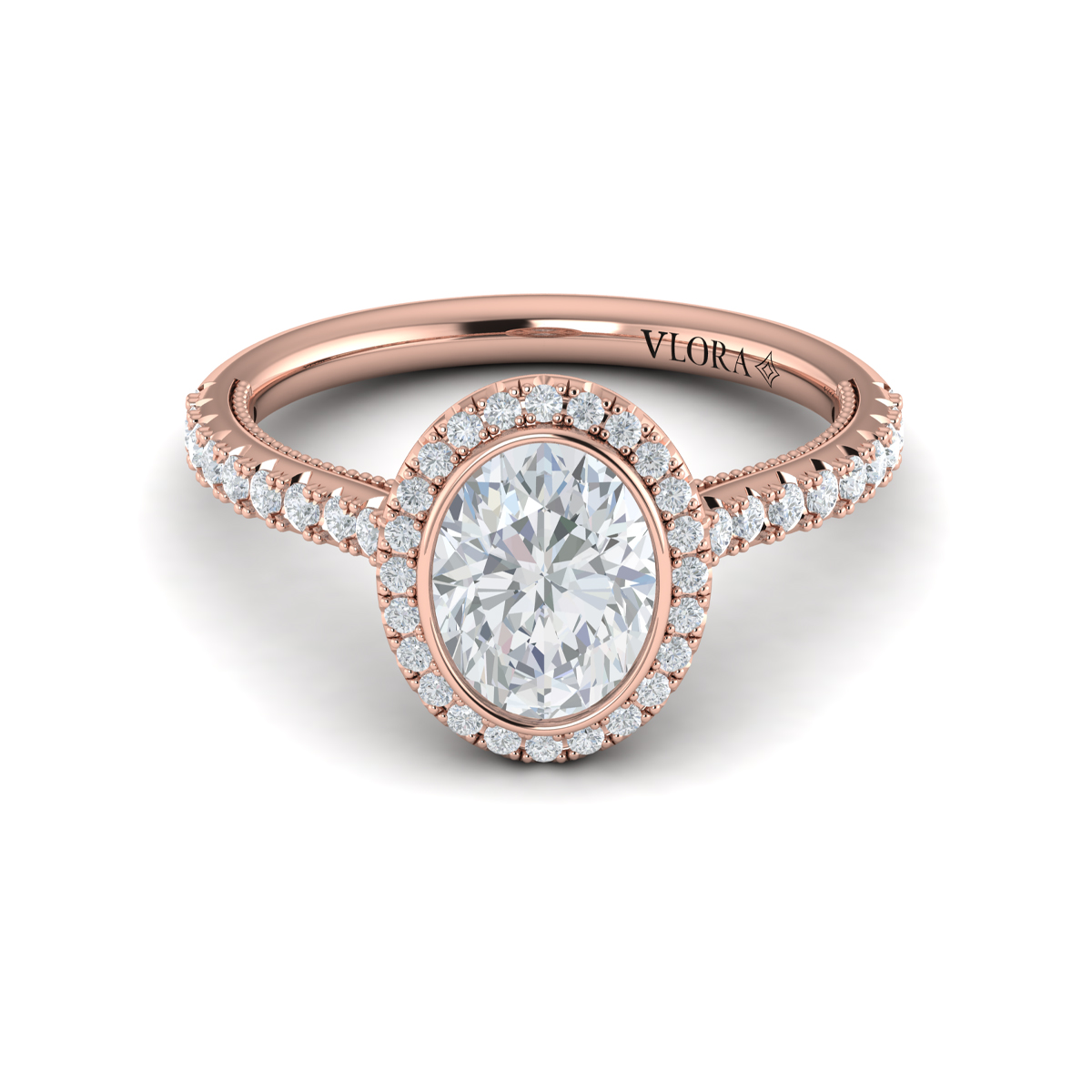 Vlora Halo, Bezel, Modern Vintage Engagement Ring