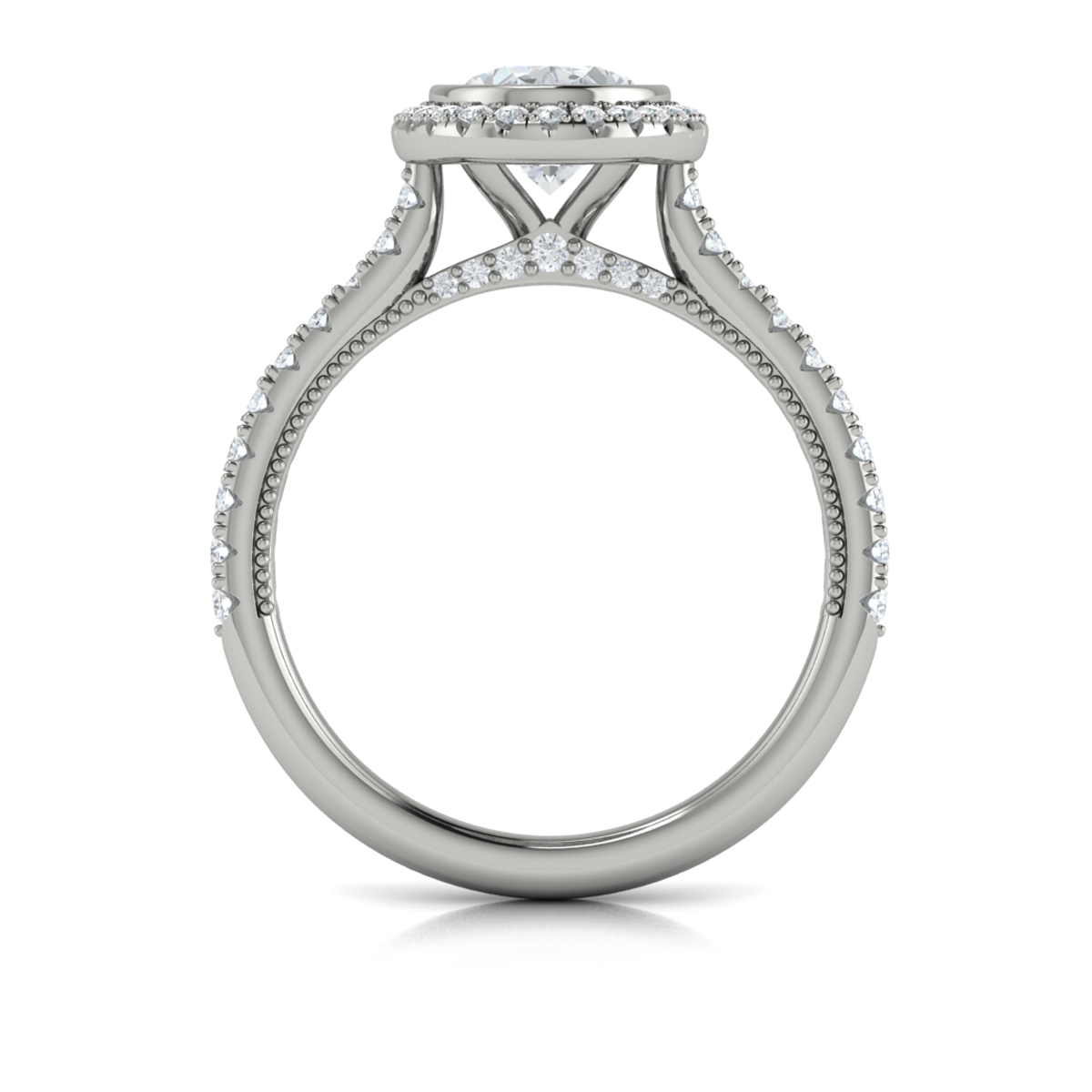 Vlora Halo, Bezel, Modern Vintage Engagement Ring