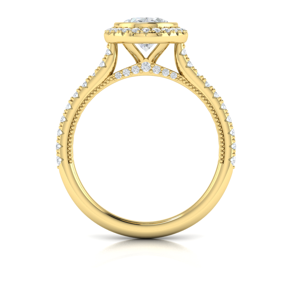 Vlora Halo, Bezel, Modern Vintage Engagement Ring