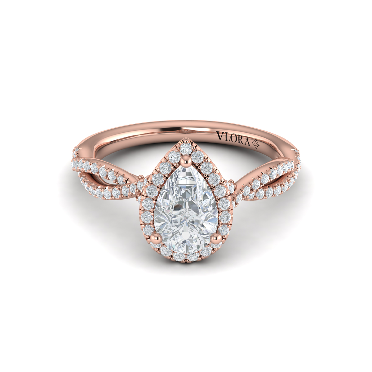 Entwined Pear Halo Engagement Ring