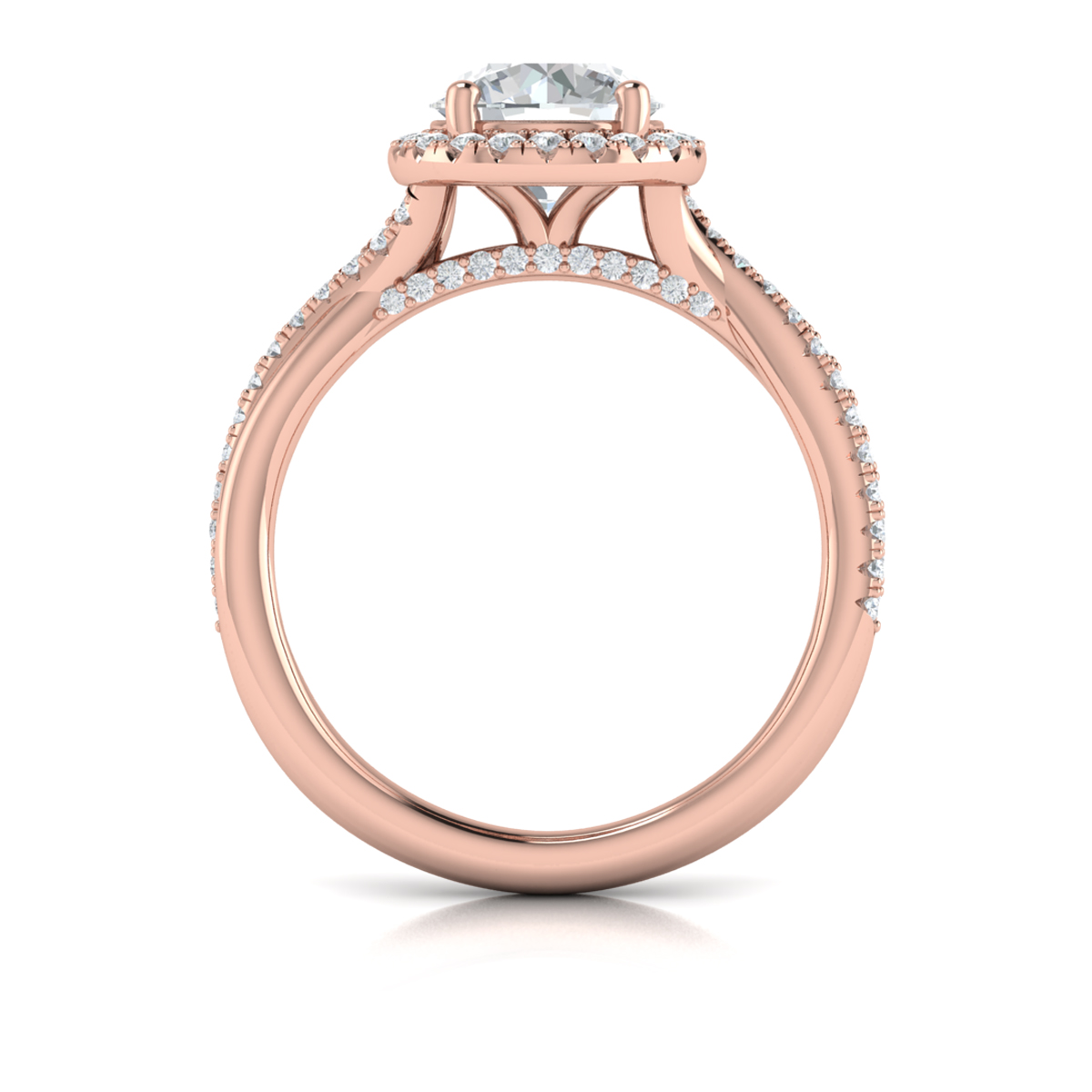Entwined Halo Round Engagement Ring