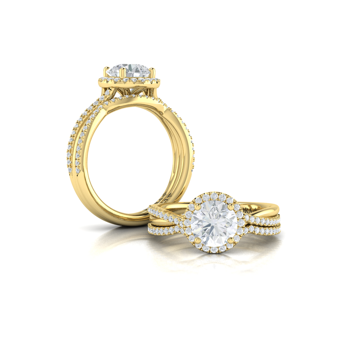 Entwined Halo Round Engagement Ring