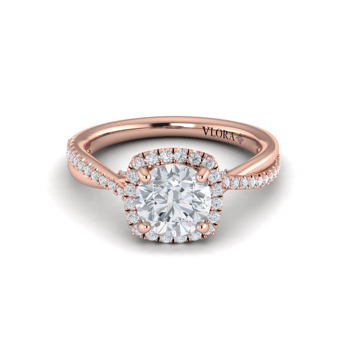 Entwined Euro Halo Round Engagement Ring