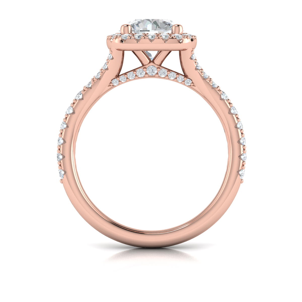 Vlora Halo, Split Shank Engagement Ring