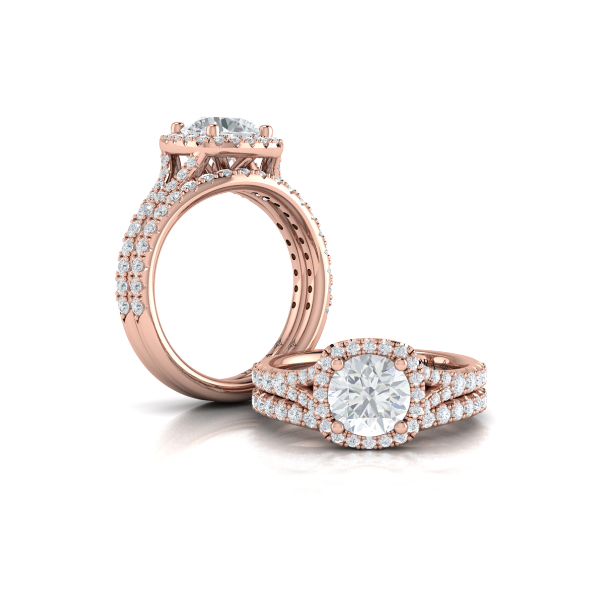 Vlora Halo, Split Shank Engagement Ring