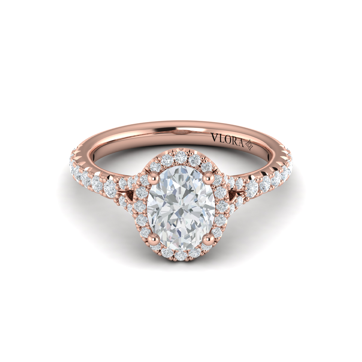 Vlora Halo, Split Shank Engagement Ring
