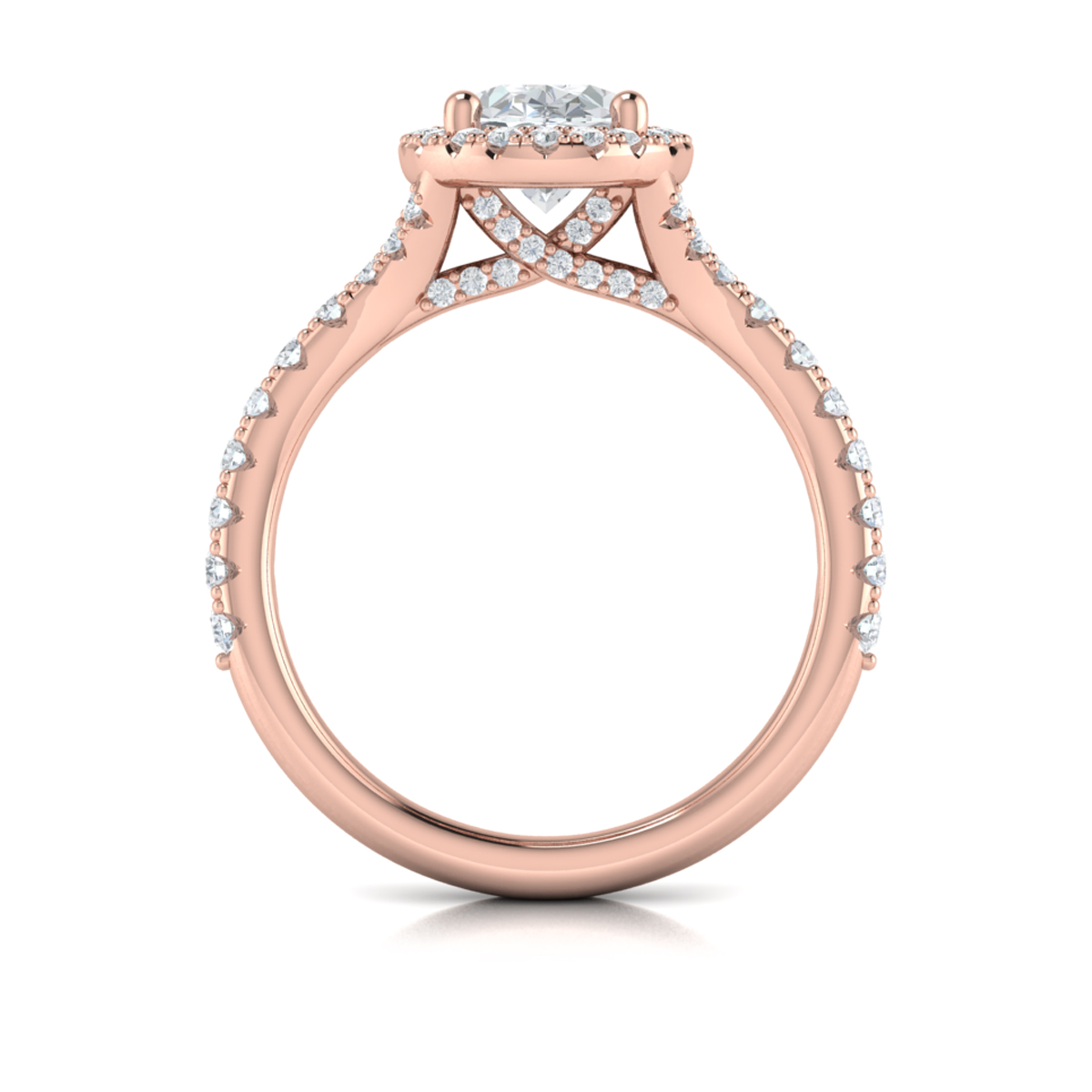 Vlora Halo, Split Shank Engagement Ring