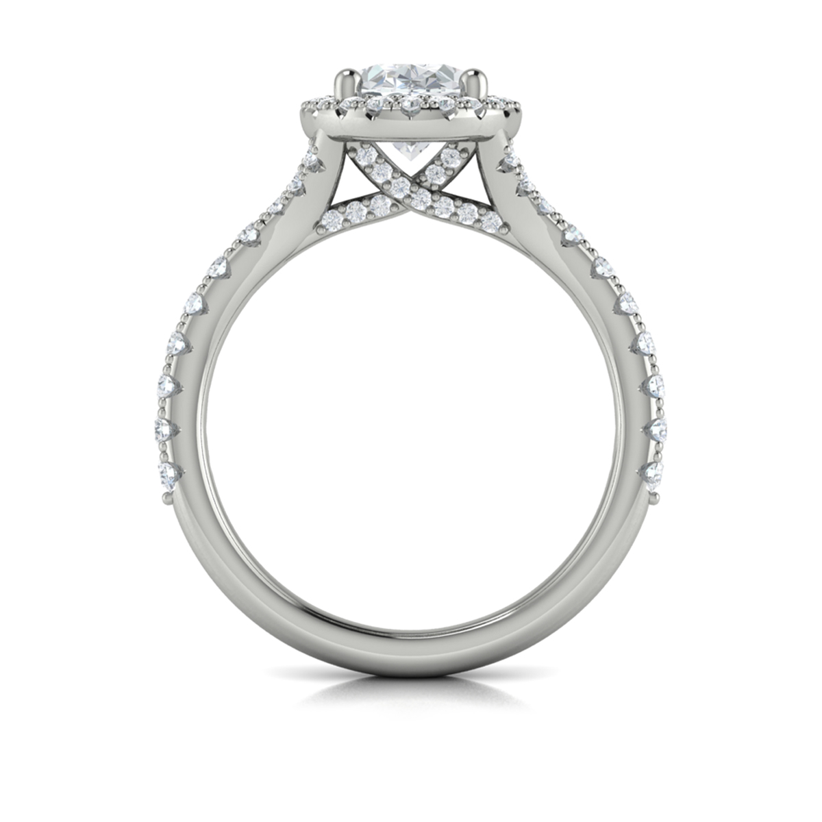 Timeless Halo Split Shank Oval Engagement Ring