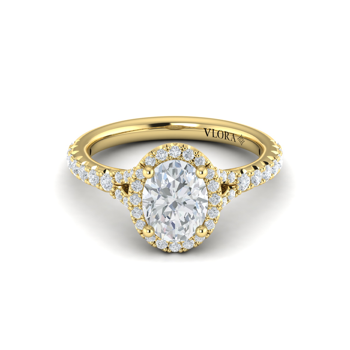 Timeless Halo Split Shank Oval Engagement Ring