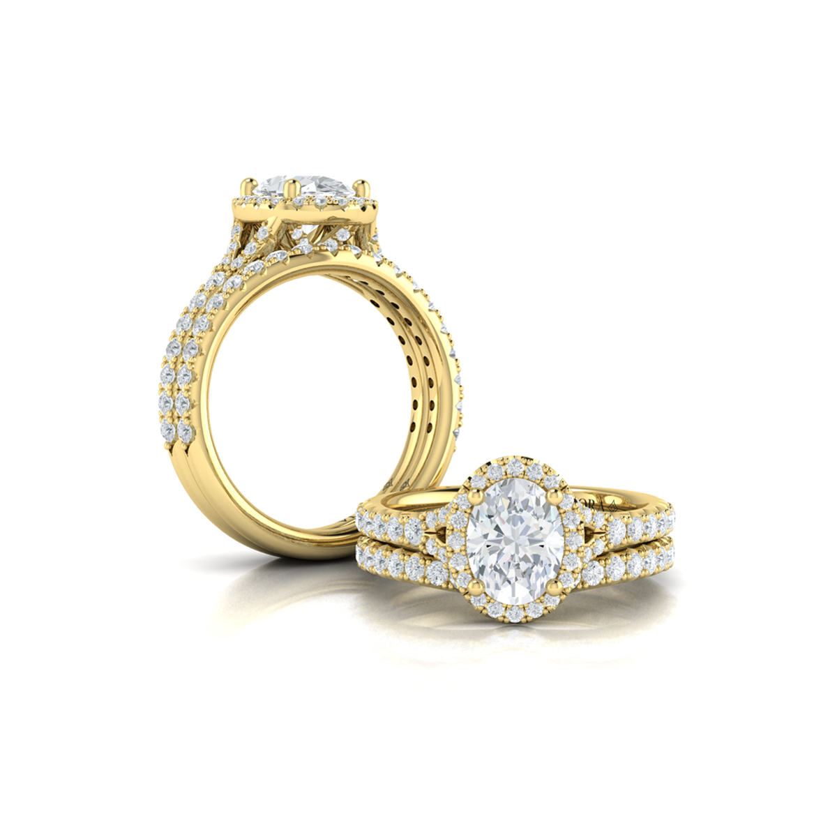 Timeless Halo Split Shank Oval Engagement Ring
