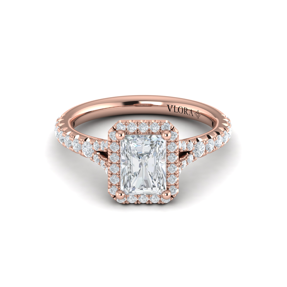 Vlora Halo, Split Shank Engagement Ring