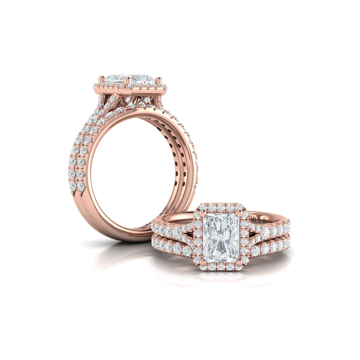 Vlora Halo, Split Shank Engagement Ring