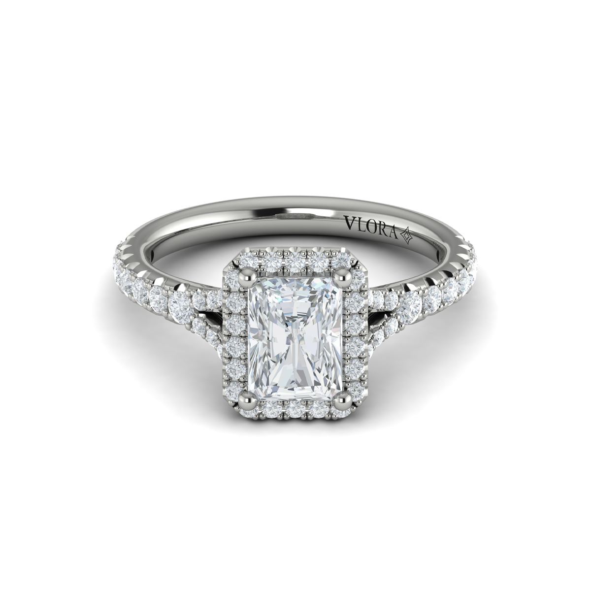 Vlora Halo, Split Shank Engagement Ring