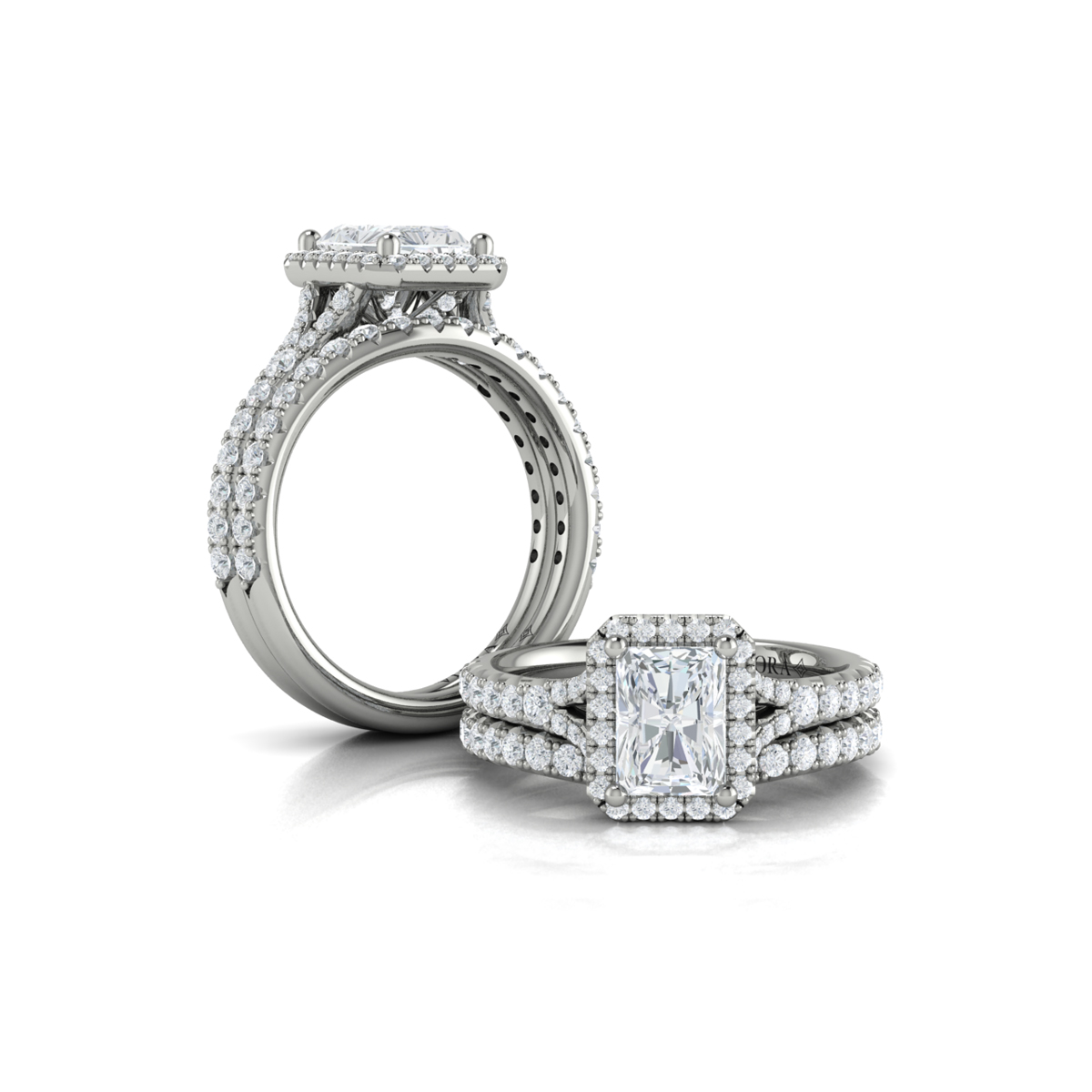 Vlora Halo, Split Shank Engagement Ring