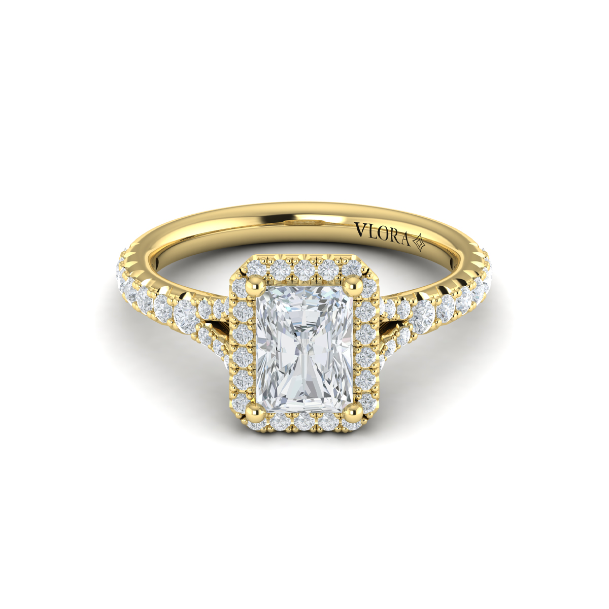 Vlora Halo, Split Shank Engagement Ring