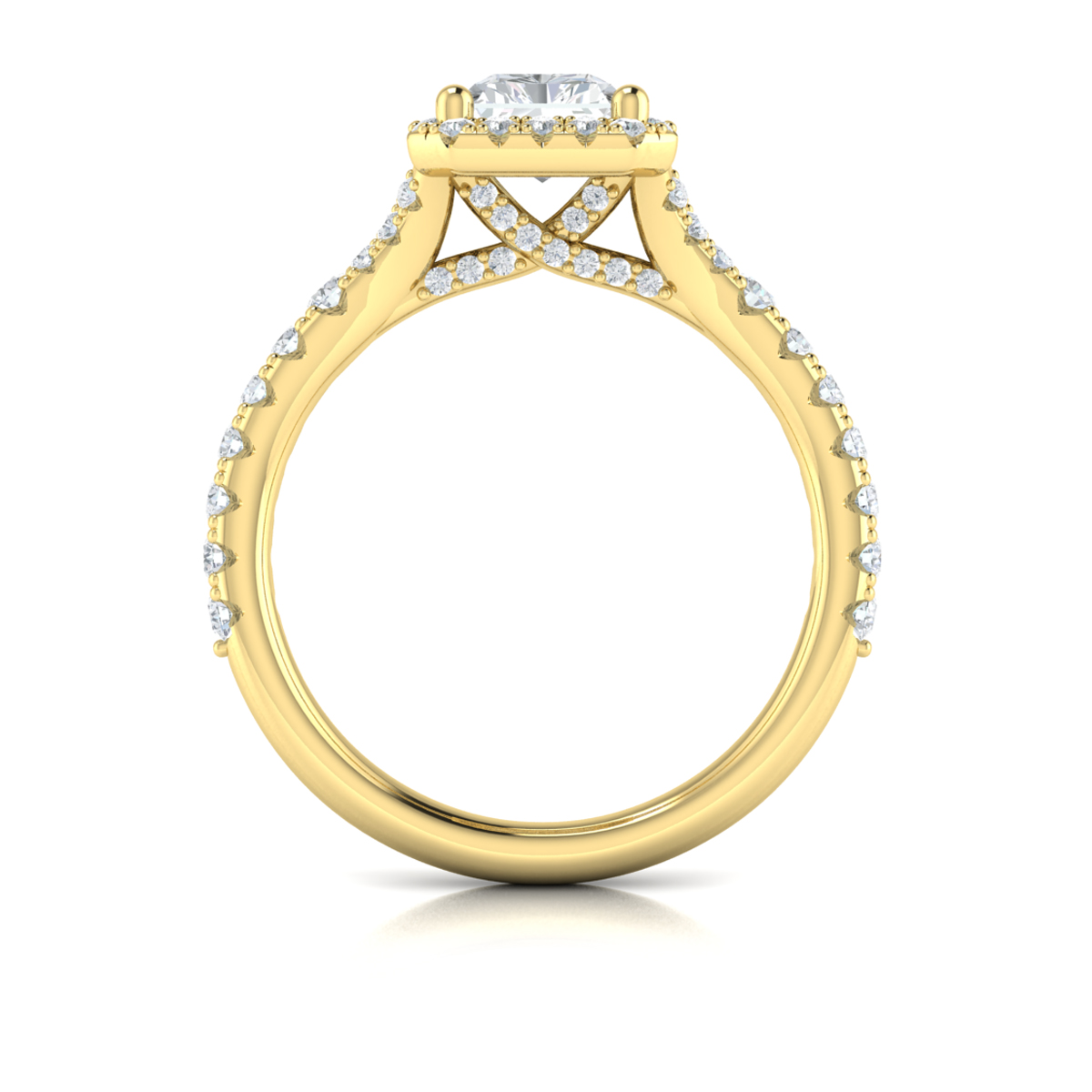 Vlora Halo, Split Shank Engagement Ring