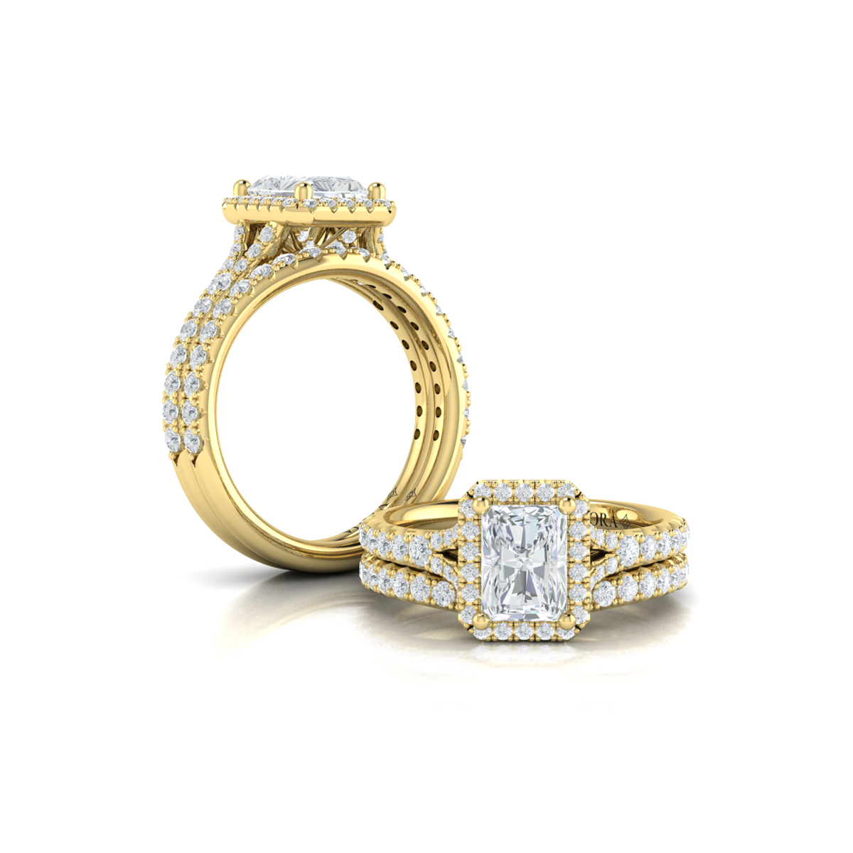 Vlora Halo, Split Shank Engagement Ring