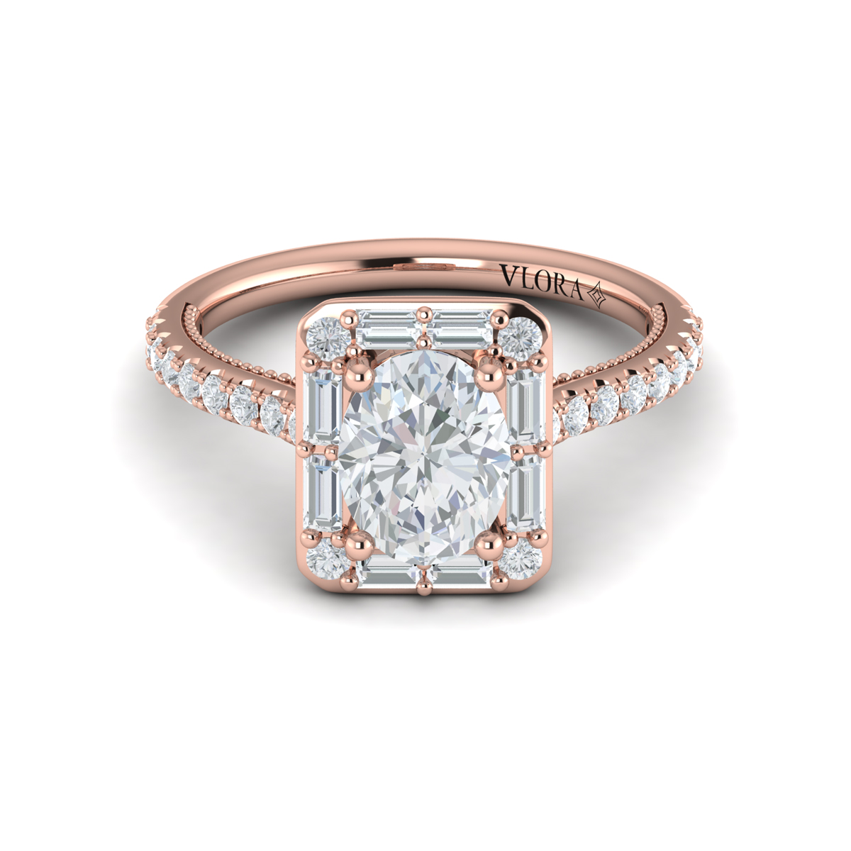 Vlora Halo, Modern Vintage Engagement Ring