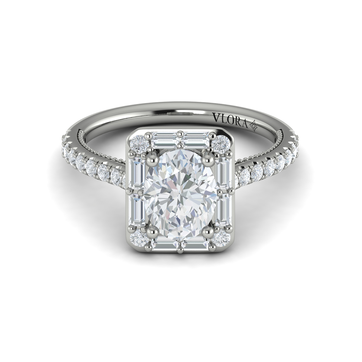 Vlora Halo, Modern Vintage Engagement Ring