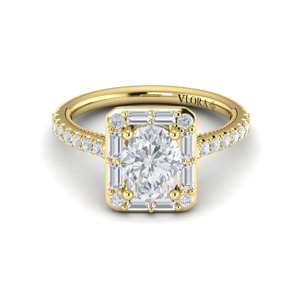 Vlora Halo, Modern Vintage Engagement Ring