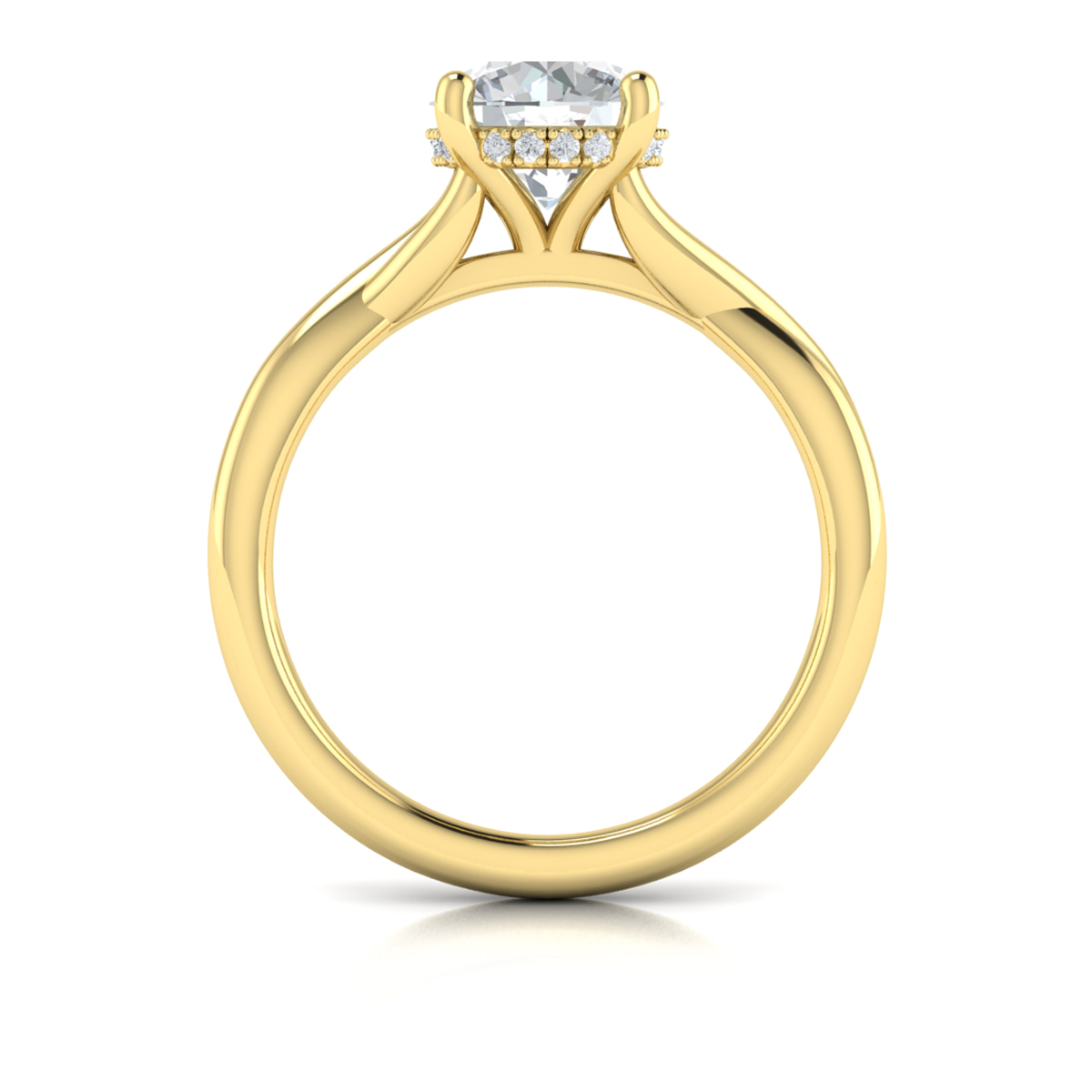 Entwined Solitaire Engagement Ring with Hidden Halo