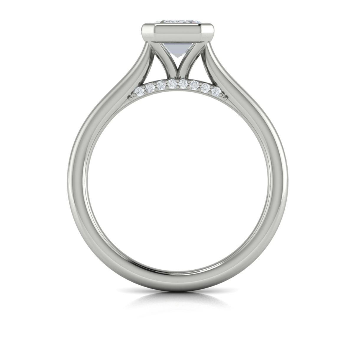 Singular Emerald Cut Bezel Engagement Ring
