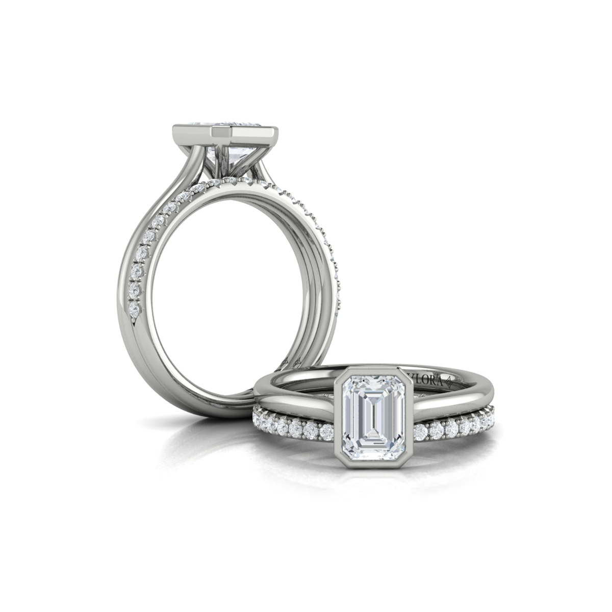 Singular Emerald Cut Bezel Engagement Ring