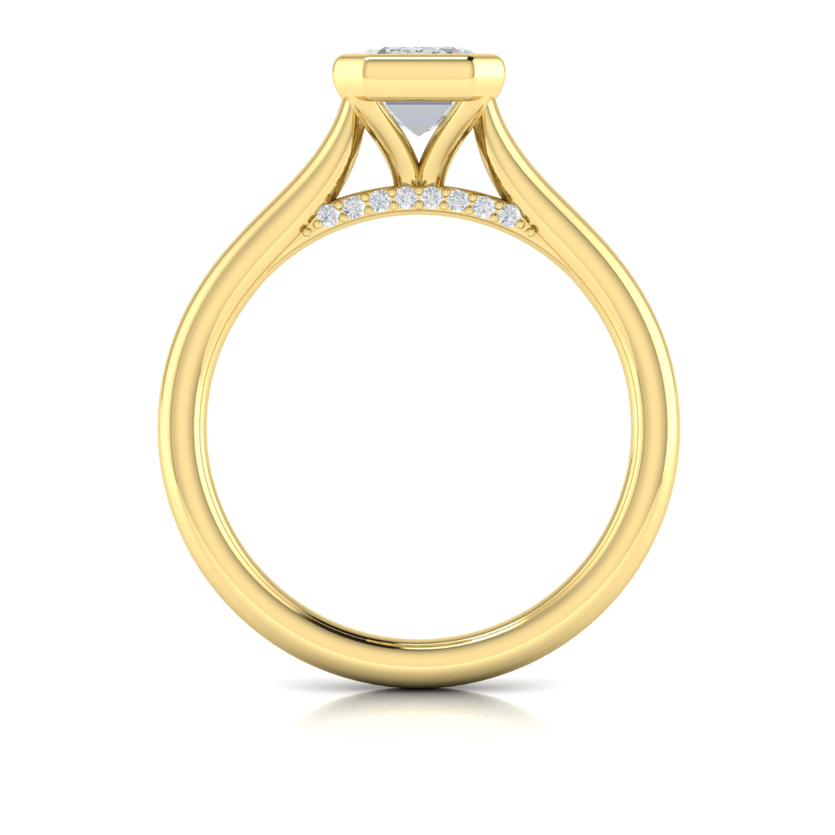 Singular Emerald Cut Bezel Engagement Ring