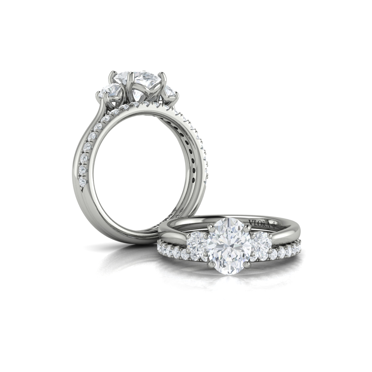 Tapestry Three Stone Oval Engagement Ring
