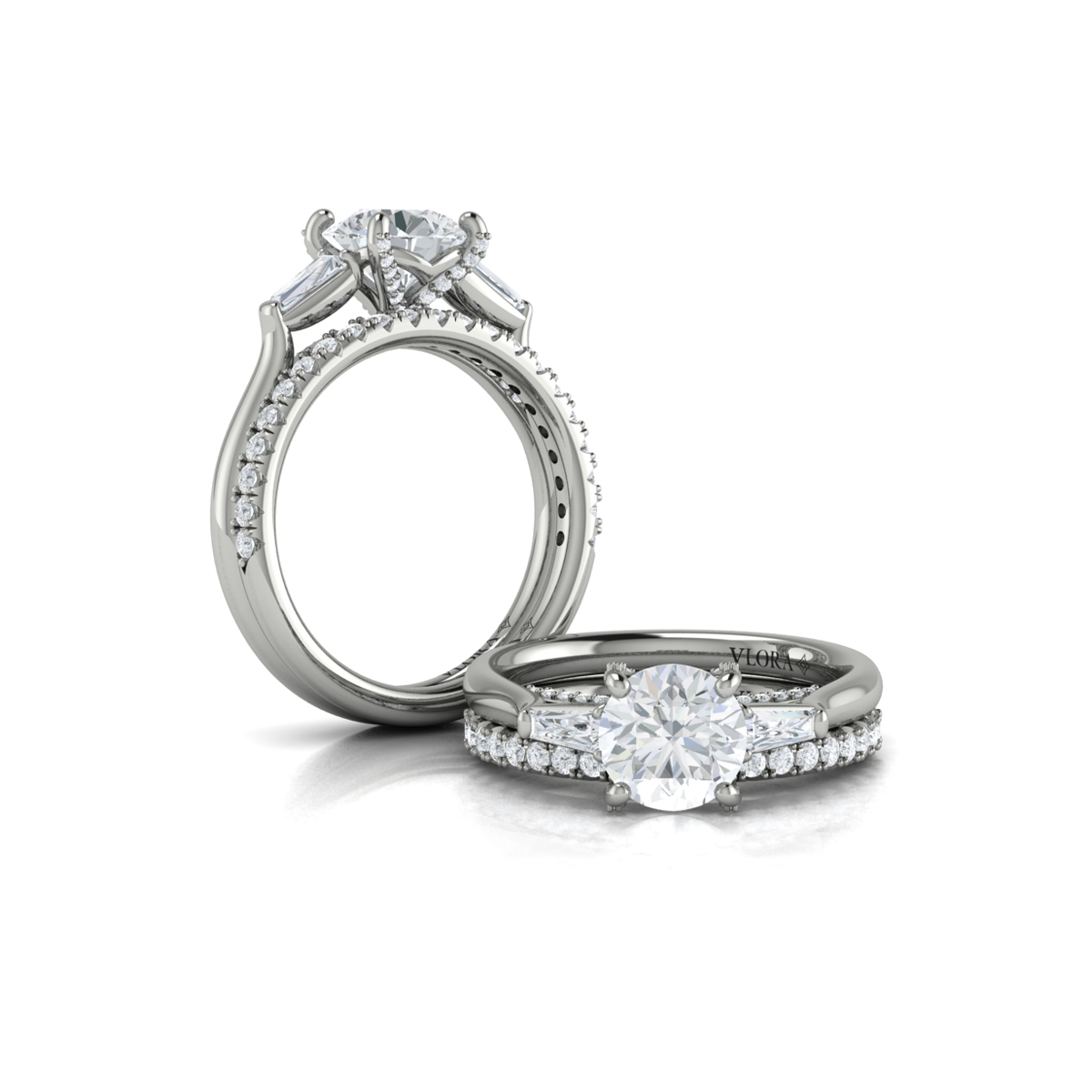 Crescendo Three Stone Engagement Ring