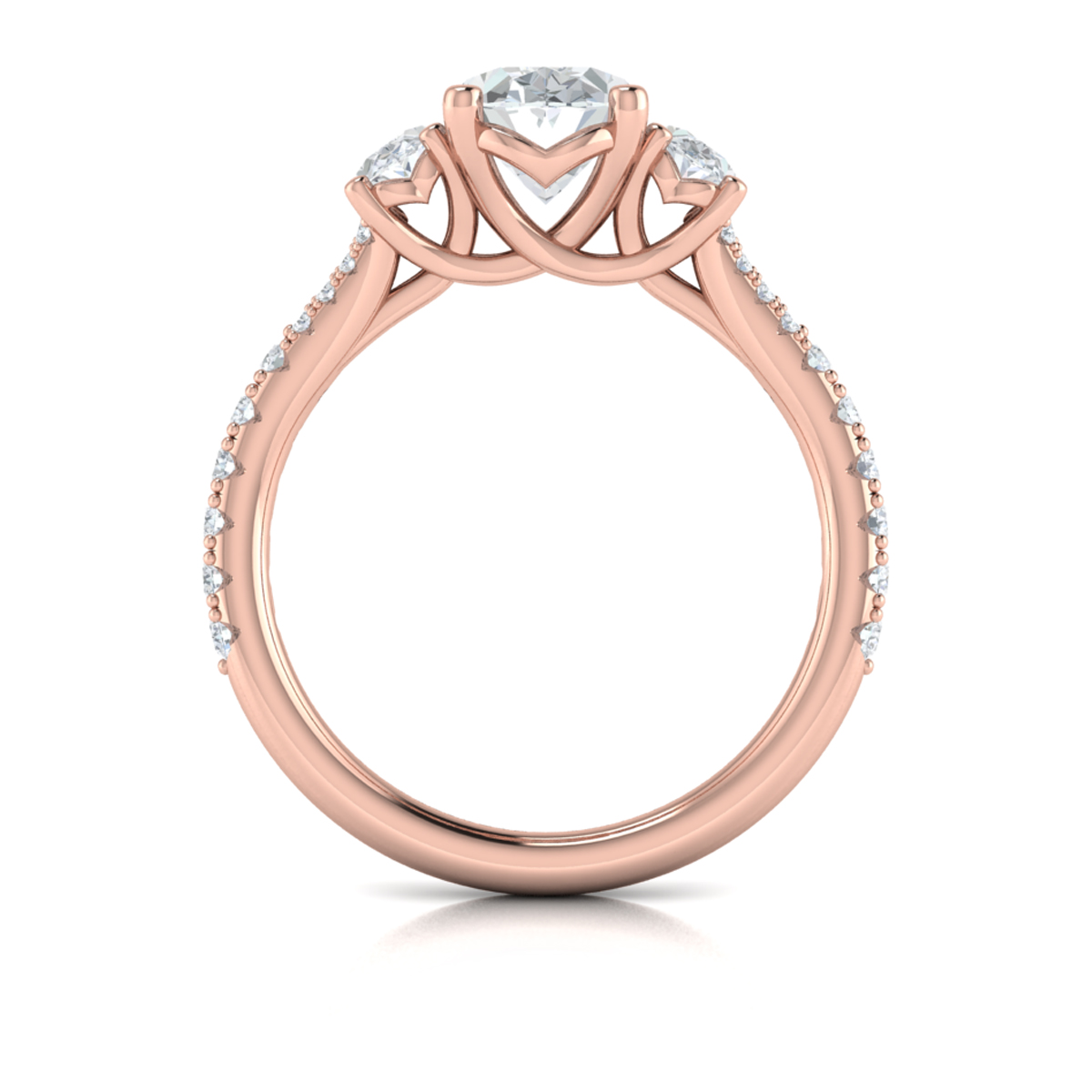 Vlora Three Stone, Split Shank Engagement Ring