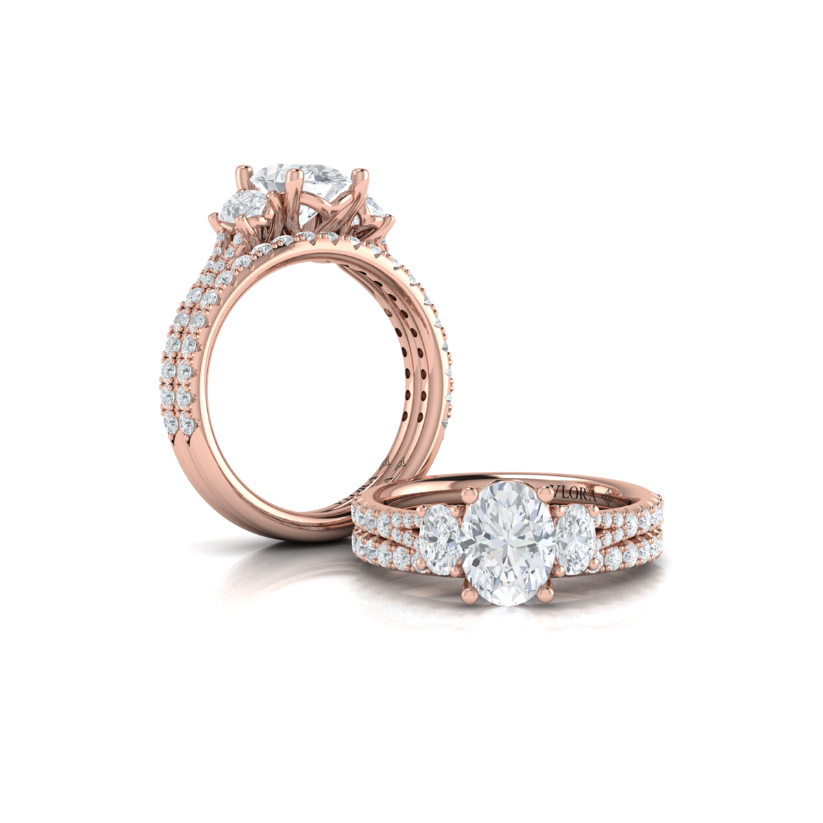 Vlora Three Stone, Split Shank Engagement Ring