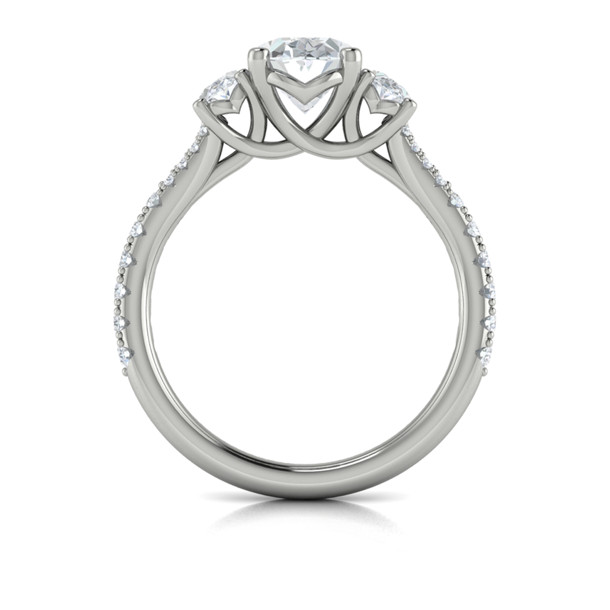 Vlora Three Stone, Split Shank Engagement Ring