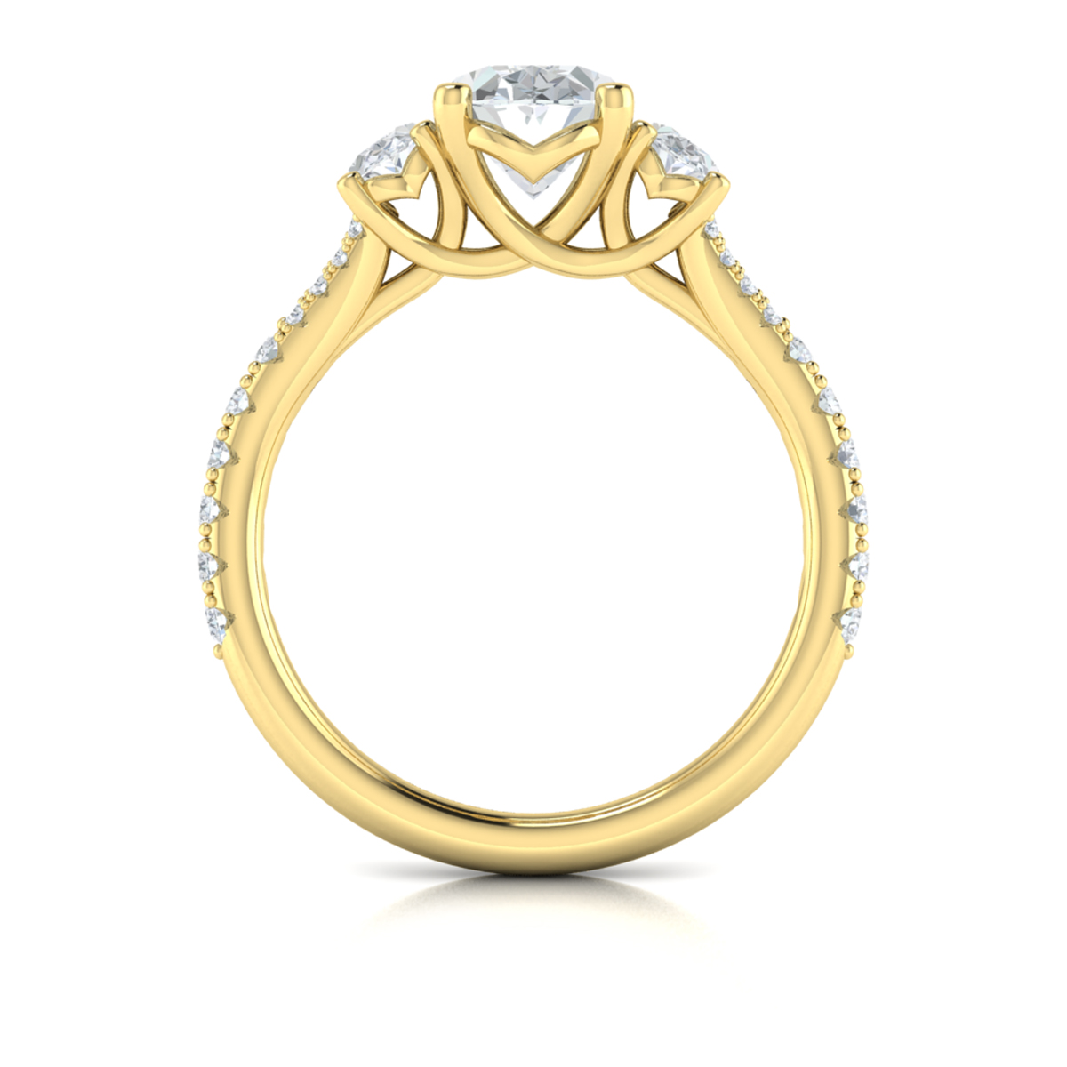 Vlora Three Stone, Split Shank Engagement Ring