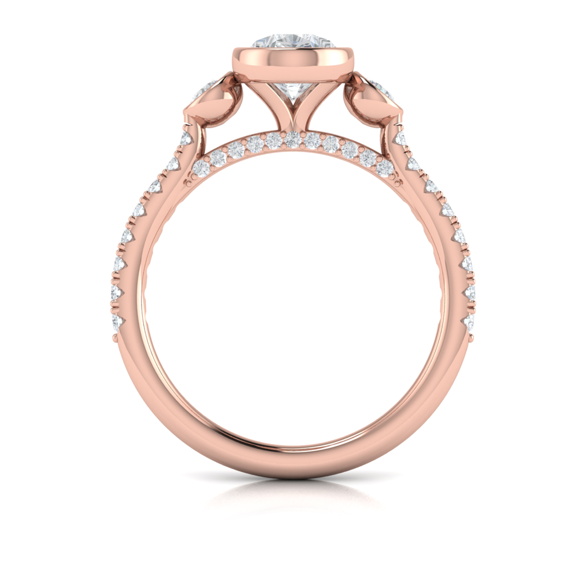 Vlora Three Stone, Bezel Engagement Ring