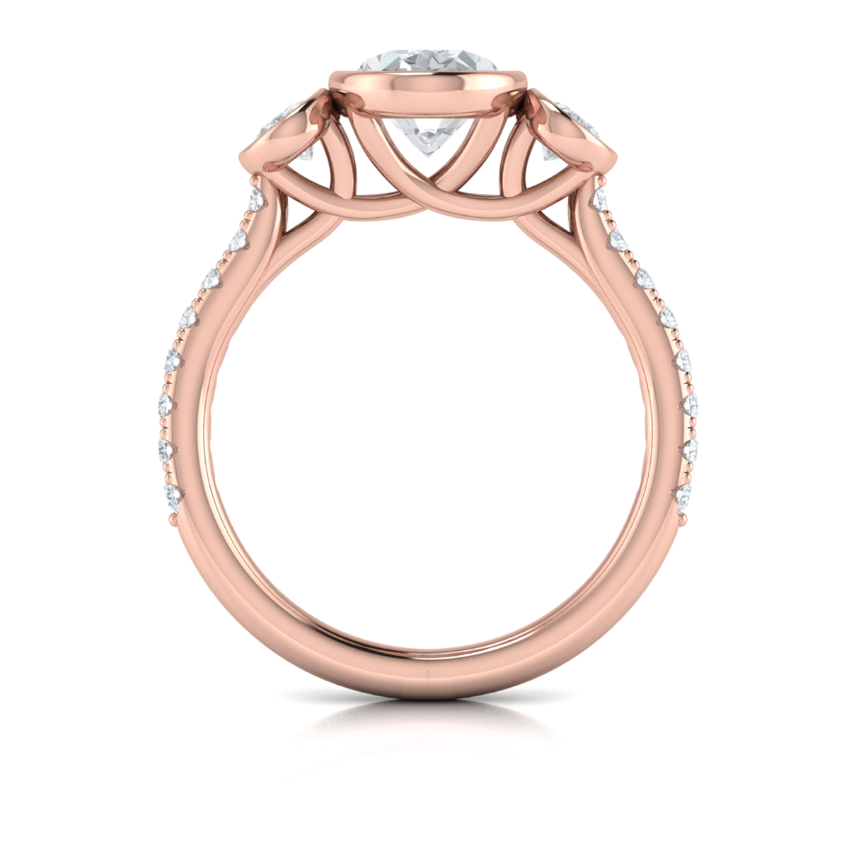 Vlora Three Stone, Bezel Engagement Ring