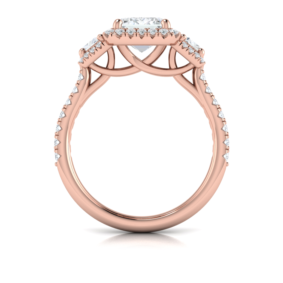 Vlora Three Stone, Halo Engagement Ring