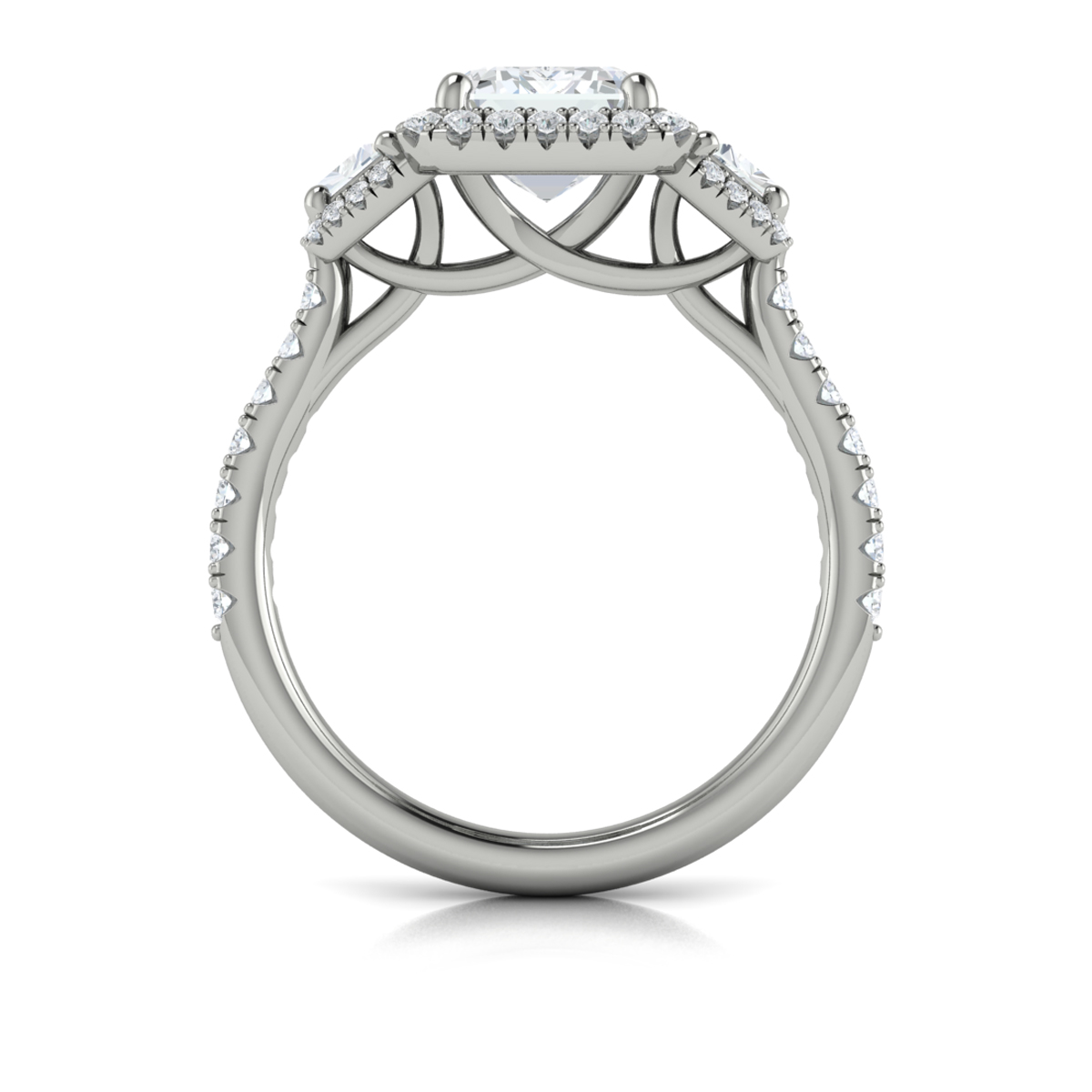 Vlora Three Stone, Halo Engagement Ring