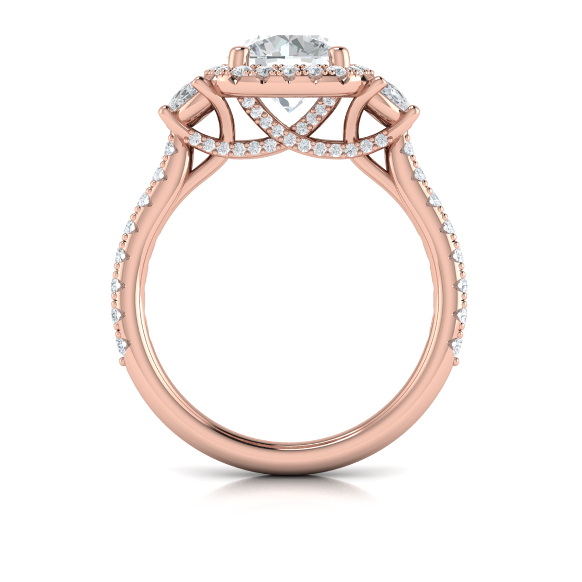 Vlora Three Stone, Halo Engagement Ring