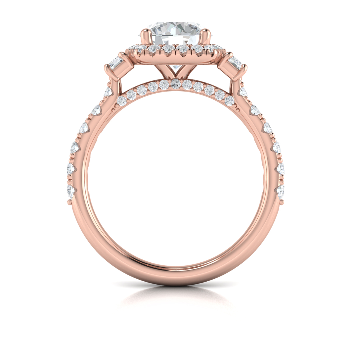 Vlora Three Stone, Halo Engagement Ring